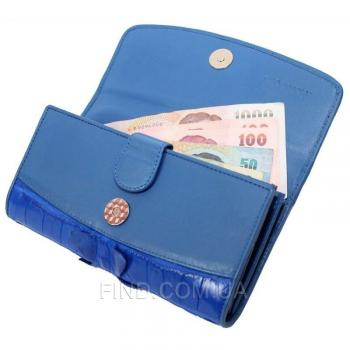 Женский кошелек из кожи крокодила (PCM 03 BT Ocean Blue) Женский кошелек из кожи крокодила (PCM 03 BT Ocean Blue)