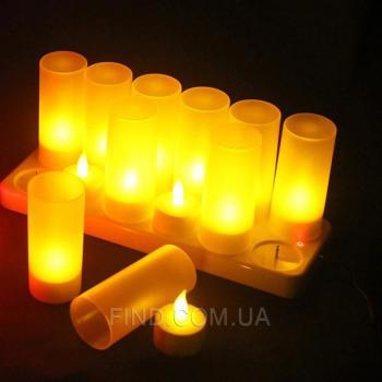 Светодиодные led свечи чайные с аккумулятором (набор 12 шт.)