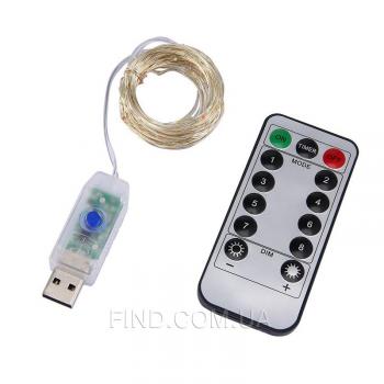 Светодиодная гирлянда с USB и пультом ДУ (5 метров) WARM